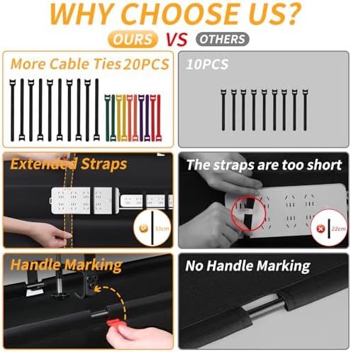 Under Desk Cable Management Tray No Drill,48Inch Cable Management,Black - Image 3