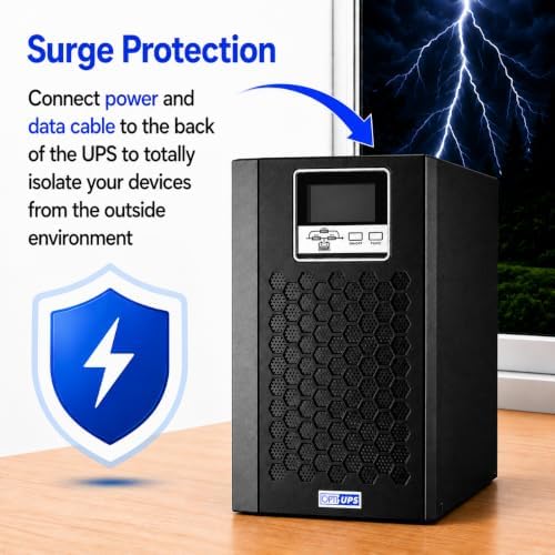 OPTI-UPS (European 230 Volts) Online Double Conversion Uninterruptible Power Supply, Pure Sine Wave, UPS Battery Backup, Surge Protection (Black, 2000va-Online) - Image 6