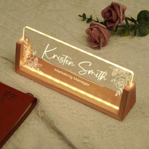 Custom Name Plate for Desk, Personalized Light Up Acrylic Desk Name Plate, Personalized Office Gifts for Boss Coworkers, Teacher Employee Appreciation GIfts, Office Decor for Women Men (Design11) - Image 3