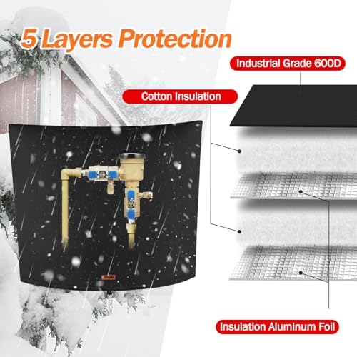 TOHONFOO Backflow Preventer Cover, Pipe Freeze Insulation, 40"Wx36"H, Black - Image 5