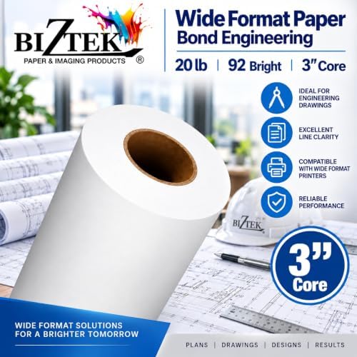Wide Format Paper Bond Engineering Rolls (45 Rolls, 36 In x 500 Ft) - Image 3