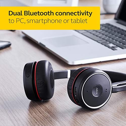 Jabra Evolve 75 UC Wireless Headset, Stereo – Includes Link 370 USB Adapter and Charging Stand – Bluetooth Headset with World-Class Speakers, Active Noise-Cancelling Microphone, All Day Battery - Image 3