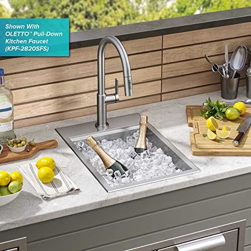 Kraus KWT311-15-316 Kore Outdoor Workstation Drop-In 16 Gauge Marine Grade T-316 Stainless Steel Single Bowl Kitchen Bar Sink with Accessories, 15 x 22 inch - Image 3
