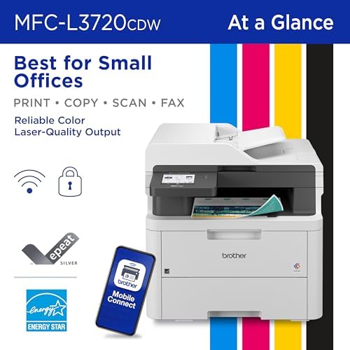 Brother MFC-L3720CDW Wireless Color Laser Printer with Scanner, Copier & Fax | Auto Duplex & 250-Sheet Capacity | Refresh Subscription Trial(1). Amazon Dash Replenishment Ready. (Renewed Premium) - Image 2