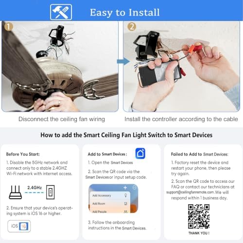3-Speed Smart WiFi Ceiling Fan Remote Control Kit with Light Dimmer - Image 7