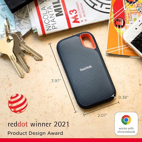 Sandisk 4TB Extreme Portable SSD, Up to 1050MB/s, USB-C, USB 3.2 Gen 2, IP65 Water and Dust Resistance, Updated Firmware, External Solid State Drive, SDSSDE61-4T00-G25 - Image 2