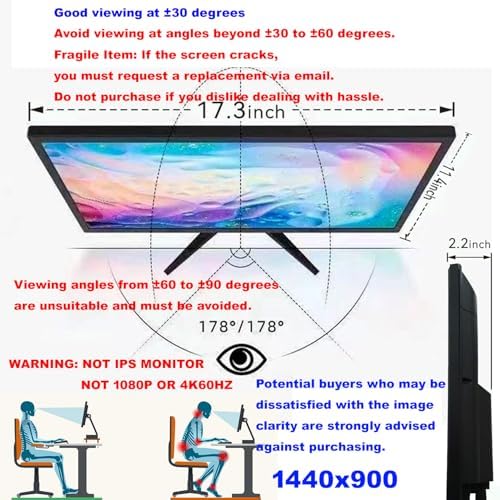 19-inch Full HD 75Hz Small Thin Monitor 2PACKS for laptops, Computers and desktops, HD+ 1440 x 900p, Anti-Glare, LED Display, VGA/HDMI Connection - Image 6