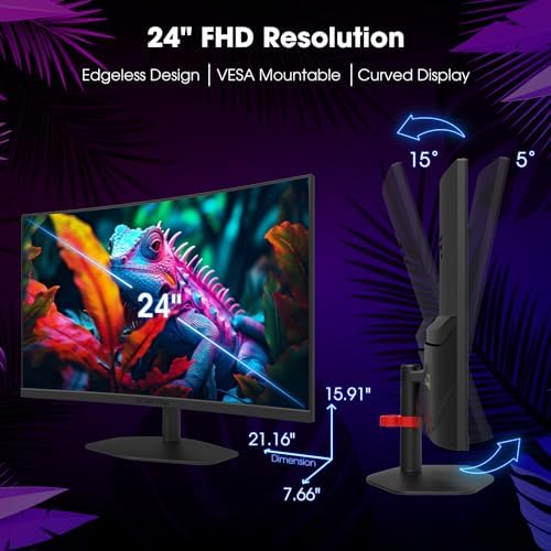 Sceptre Curved 24-inch Gaming Monitor 1ms 100Hz 1500R DisplayPort HDMI X2 Eye Care 100% sRGB Build-in Speakers, Machine Black 2025 (C248W-FW100T Series) - Image 6