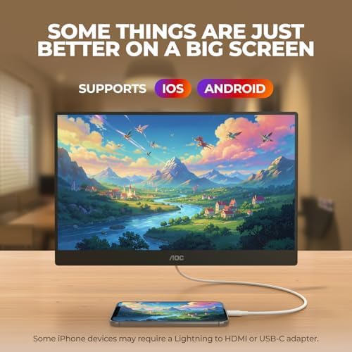 AOC 16" Portable Monitor FHD 60Hz USB-C IPS Ultra Slim Kickstand 16T30 - Image 5