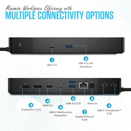WD22TB4 Dell Thunderbolt 4 Dock, 40Gbps Docking Station USB-C USB-A - Image 4