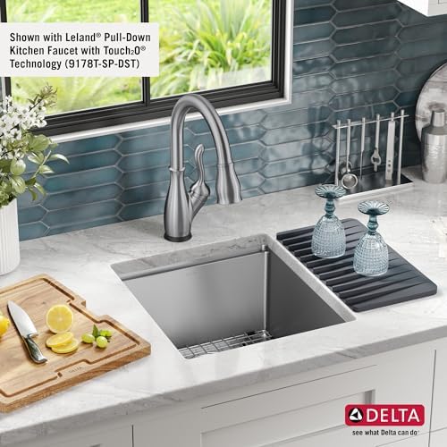 DELTA FAUCET Lorelai 17-inch Workstation Bar Prep Kitchen Sink Undermount 16 Gauge Stainless Steel Single Bowl with WorkFlow Ledge and Kit of 5 Accessories, 95B9032-17S-SS - Image 3