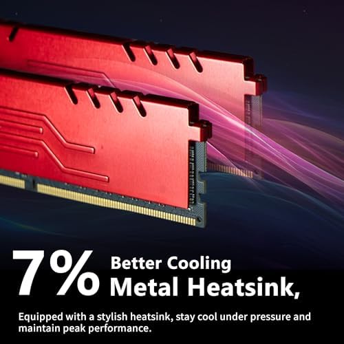 DATO 16GB RAM (8GBx2), DDR4 Up to 3200MHz with Heatsink, PC4-25600 CL16 1.35V XMP 288-Pin Non-ECC UDIMM, Desktop Memory Module for Gaming, Extreme Red - Image 5
