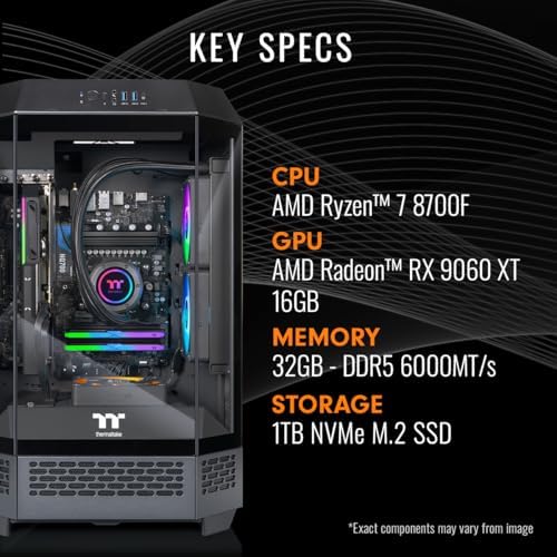 Thermaltake LCGS Reactor 8796X Gaming Desktop (AMD Ryzen™ 7 8700F, 32GB 6000MT/s DDR5 RGB Memory, AMD Radeon™ RX 9060 XT 16GB, 1TB NVMe M.2, WiFi, Windows 11) T3BK-B650-96X-LCS - Image 2