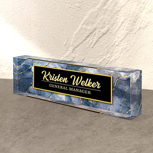 Desk Name Plate Personalized, Custom Name Plates for Desks, Personalized Acrylic Name Plate for Desk, Employee Appreciation Gifts, Office Gifts for Coworkers, Social Workers (Indigo/Gold Coast) - Image 6
