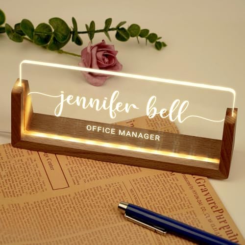 Desk Name Plate Personalized, Custom Acrylic Name Plate for Desk, Office Decor for Women Men, Appreciation Gifts for Coworkers Boss Teacher - Light-Up Name Plaque - Image 4
