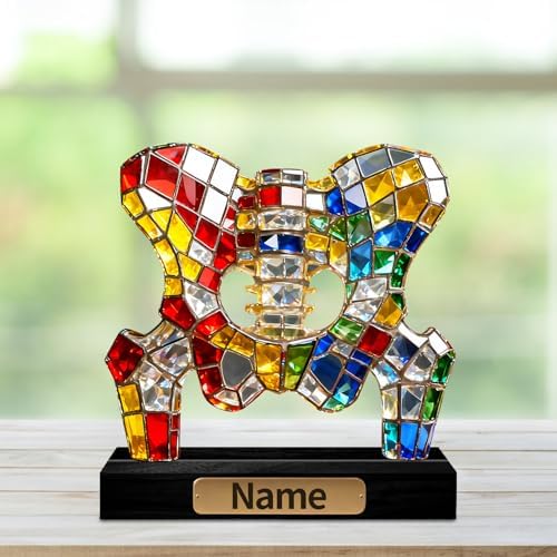 Personalized Acrylic Human Pelvis Anatomical Decoration Colorful Figurine with Custom Name Plate, Medical & Anatomy Desktop Ornament, Gifts for Orthopedic Doctors Medical Students - Image 2