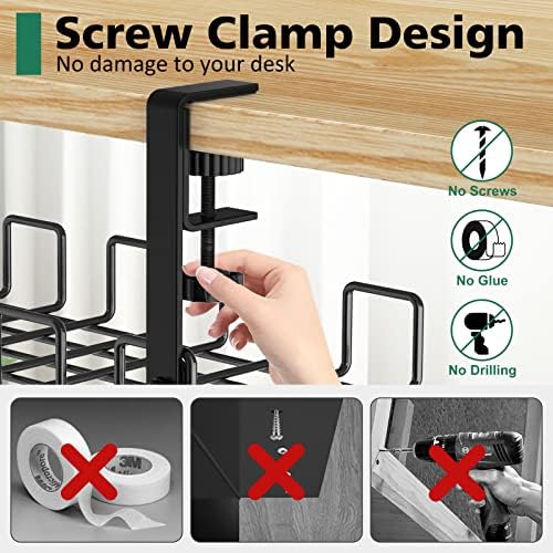 Under Desk Cable Management Tray No Drill Steel 15.7" - Image 2