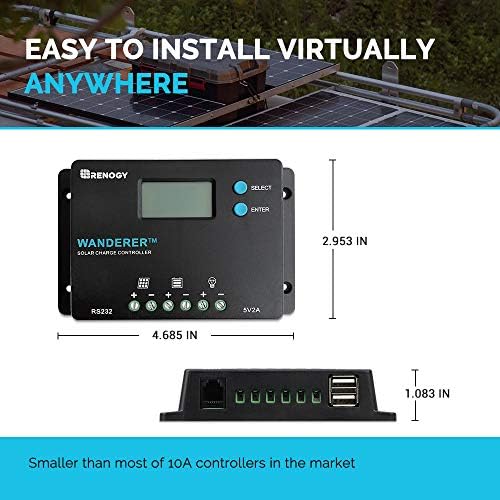 Renogy Wanderer 10A PWM Solar Charge Controller 12/24V for Solar Panels - Image 2
