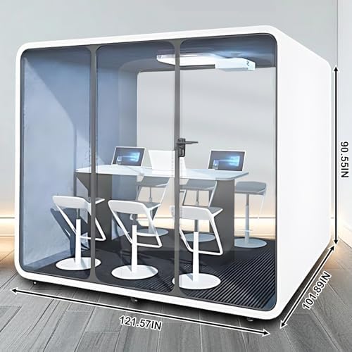 Office Pod Booth with Audio Privacy - Large Sound Booth with White Modern Design,Soundproof Room with Light,Ventilation,Socket for Meeting Room,Band Practice,Home Gym(121.57") - Image 2