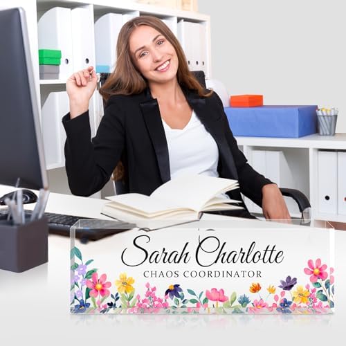 Custom Office Name Plate for Desk - Name Plate Personalized Gifts for Coworkers, Boss, Teacher, Social Worker - Acrylic Office Desk Decor for Women Men - Employee Appreciation Gifts (Colorful) - Image 6