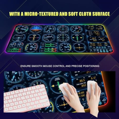 Car Dashboard RGB Gaming Mouse Pad Large Extended Desk Mat 35.4 x 15.7 inch LED Glowing Mousepad Light Up Keyboard Pad Non-Slip Rubber Base - Image 3