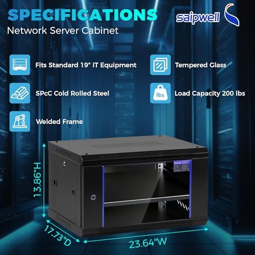 6U Wall Mount Server Rack, 450mm Deep Network Cabinet for Home Lab - Image 2