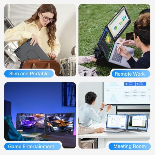14.2" Laptop Screen Extender, Ultra-Thin & Ultra-Portable Dual Portable Monitor with 1080P FHD IPS, USB-C/HDMI Plug-Play Second Monitor fit 13-17'' Laptops (Win/Mac/Chrome/Android) - Image 7