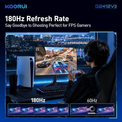 KOORUI 24 Inch Gaming Monitor, 180Hz 1080P VA Display with 3000:1 Contrast - Image 2