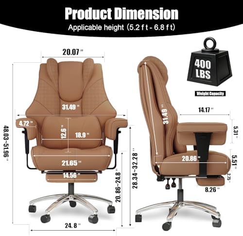 Big and Tall Office Chair with Foot Rest, High Back Computer Desk Chair - Image 2