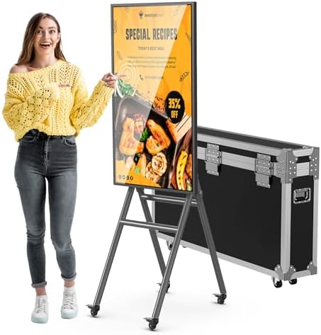 MWE 43 Inch Mobile Digital Signage Display Touchscreen Kiosk with Flight Case, Portable LCD Screen with Screen Mirroring App Publishing, Advertising Display Poster, Android OS by QIXZOCV