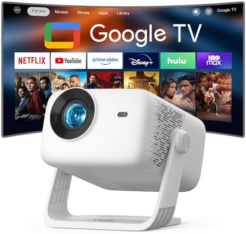 【Google TV & 3500ANSI & 4K】Smart Projector with WiFi and Bluetooth, VISSPL AI Auto Focus & Auto Keystone Portable Outdoor Overhead Projector, Movie Home Theater Gaming Projectors for Bedroom Ceiling by VISSPLPROJECTOR