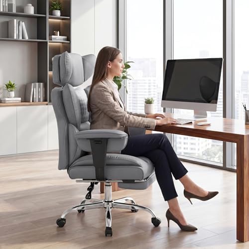 DUMOS Big and Tall Home Office Desk Chair, Executive Chair with Footrest - Image 2