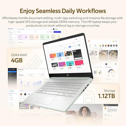 HP Stream 14" HD Student&Business Laptop with AI Copilot, Intel Processor N150, 4GB RAM, 1.12TB Storage (128GB UFS + 1TB Docking Station), 1 Year Office 365, Wi-Fi 6, Win 11, Willow Green - Image 3