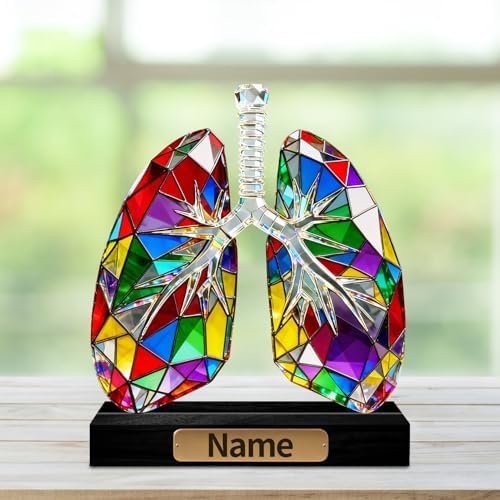 Personalized Acrylic Human Lungs Anatomical Decoration Colorful Figurine with Custom Name Plate Anatomy Desktop Ornament, Gifts for Pulmonologists Respiratory Therapists Medical Students - Image 2