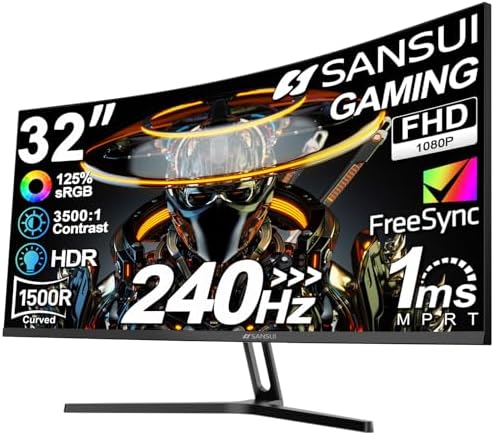 SANSUI 32 Inch Curved 240Hz Gaming Monitor High Refresh Rate, FHD 1080P by SANSUI