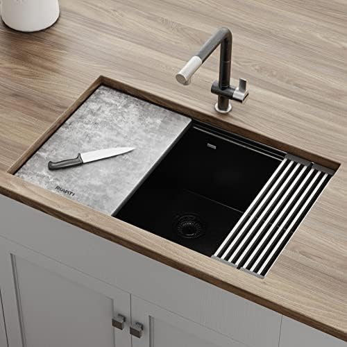Ruvati 30-in Black Granite Undermount Workstation Kitchen Sink - RVG2310BK - Image 2