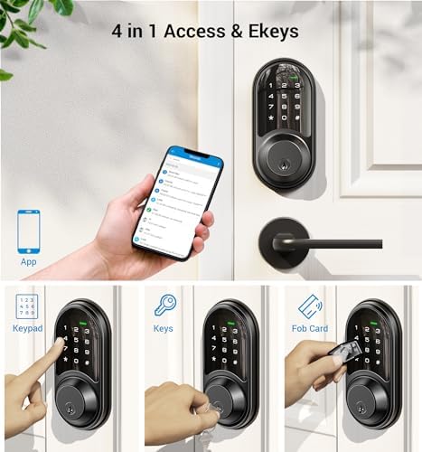 Veise RZ06 Smart Lock for Front Door with App Control, Matte Black - Image 2