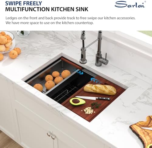 Sarlai 27 Undermount Kitchen Sink Black Stainless Steel 27x19 Workstataion - Image 5
