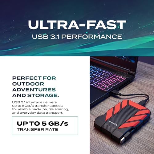 ADATA HD710 Pro External Hard Drive, Red, 2TB - Image 3