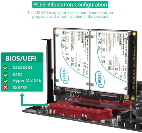 Dual U.2 SSD to PCIe 4.0 X8 Adapter, Support 2 x U.2 SSD or Soft Raid, Without PCI-e Splitter Function (PCIe Bifurcation Motherboard is Required) - Image 5