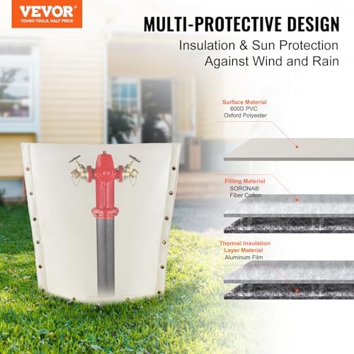 VEVOR Water Well Pump Covers, 24" W x 24" H, 3-Way Opening Backflow Preventer Pipe Insulation Cover - Irrigation Sprinkler Valve Cover for Outside, Sturdy 5 Layers for Winter Freeze Protection - Image 2