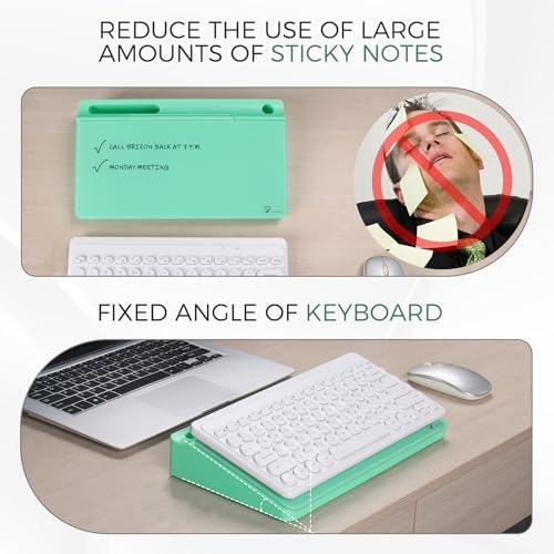 TOWON Compact Glass Desktop Whiteboard with Storage 12x7 in, Mint Green - Image 4