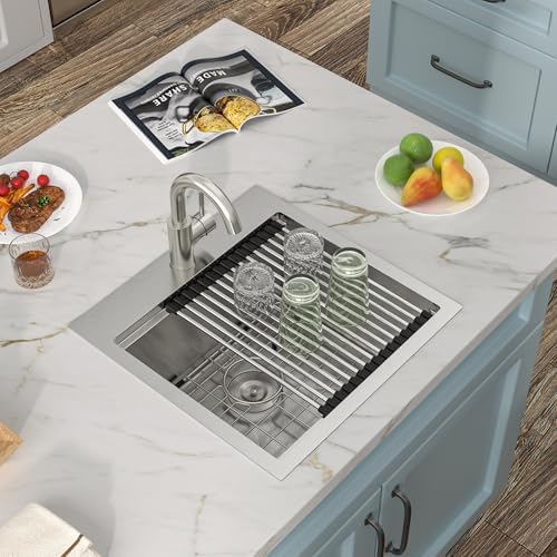 18"x18" Bar Prep Sink Drop In Workstation with Faucet Combo - Image 4