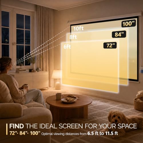 Motorized Projector Screen with Remote Control, No Wrinkles, Without Dents, HD Screen, for Home Theater Office Classroom TV Usage (100in 16:9) - Image 5
