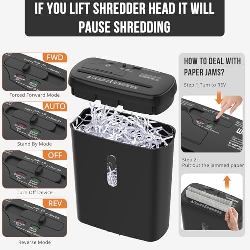 Suntiko 10-Sheet Strip Cut Paper Shredder Black - Image 5