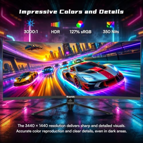 34 Inch 240Hz Curved Monitor, UWQHD 3440x1440 21:9 Ultrawide Gaming Display - Image 4