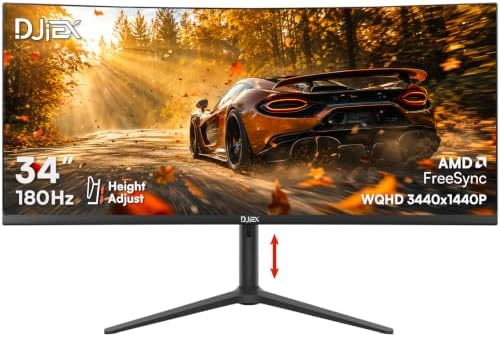 34 Inch Ultrawide Curved Gaming Monitor 180Hz, WQHD 3440x1440P by HomePage