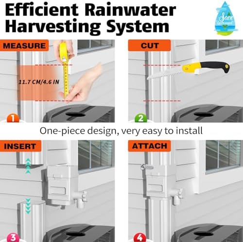 Anivia Rain Barrel Diverter Kit, Fits 2x3 or 3x4 in, Valve & Filter, Black - Image 5
