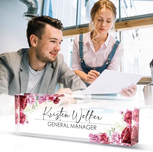 Personalized Name Plates for Office - Gifts for Teacher, Boss, Employee Appreciation - Office Desk Decor (Rosy) - Image 6
