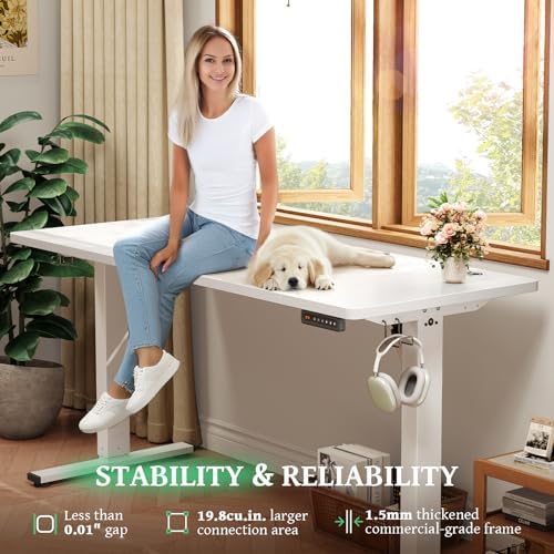White 47x24 in Electric Standing Desk, 0.8 Inch Thick Tabletop - Image 4